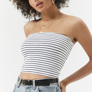 Forever 21 Black and White Striped Tube Top